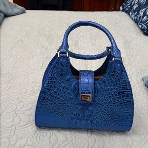 Brahmin Blue Embossed Satchel